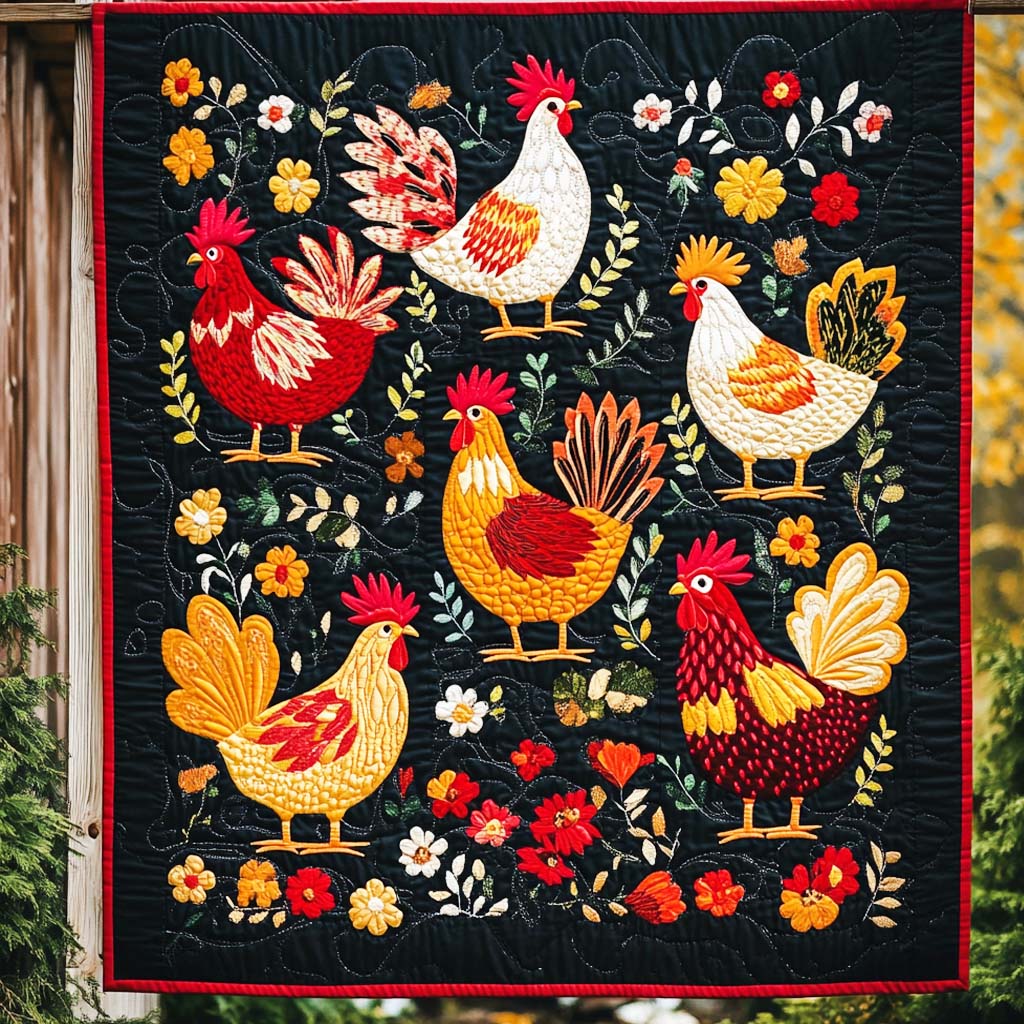 Charming Hens Quilted Blanket NCU0NT1033