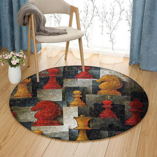 Chess QN160809TM Round Area Rug