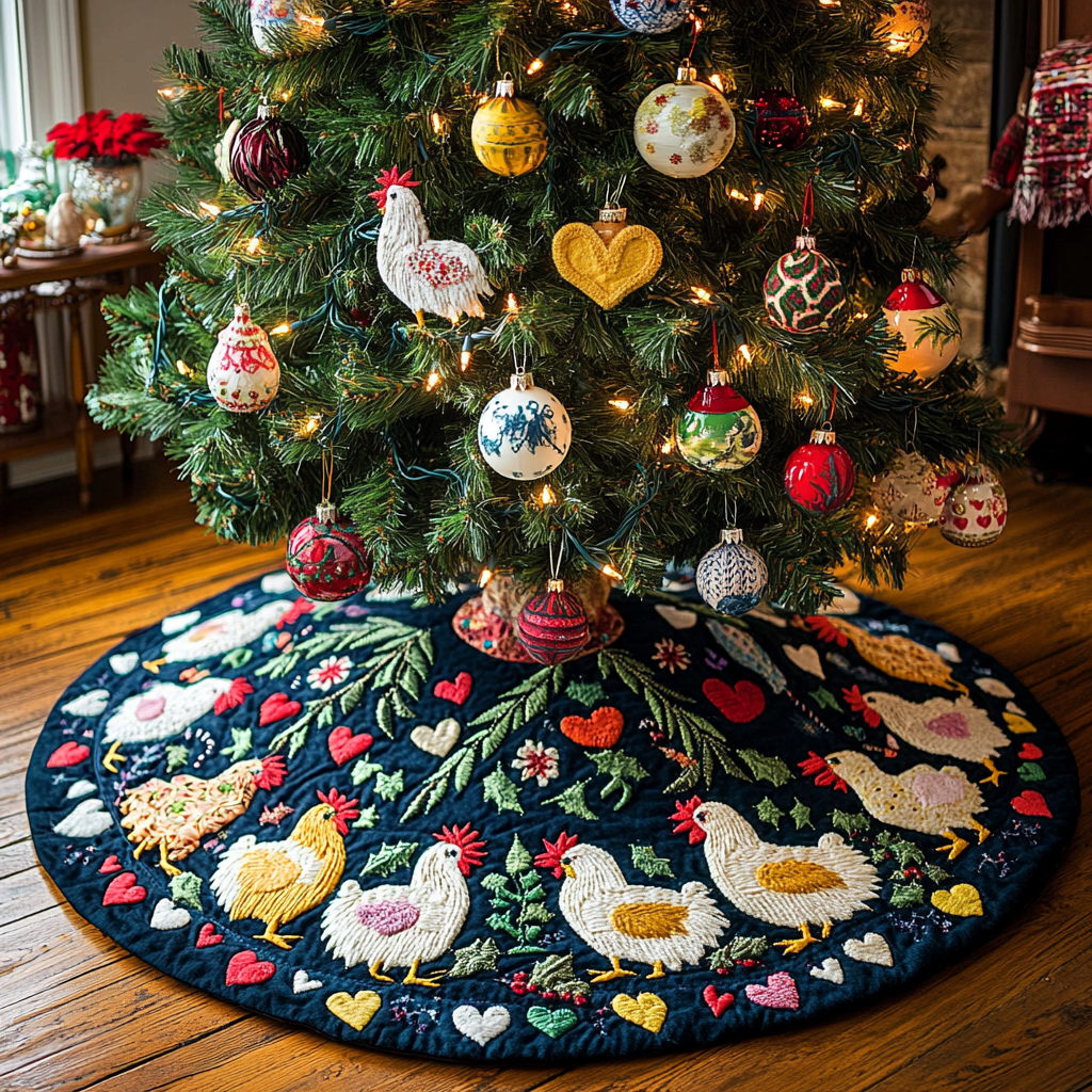 Chicken TAI041124455 Quilted Tree Skirt