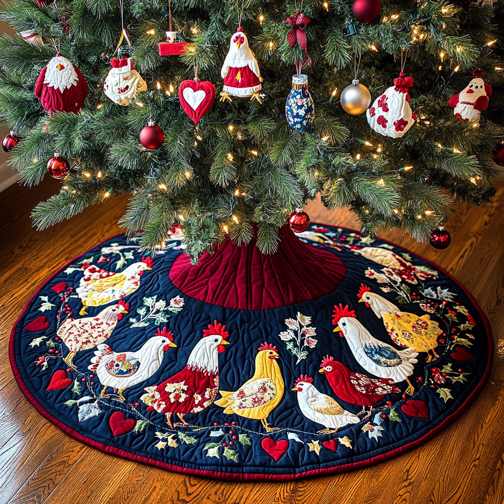 Chicken TAI041124497 Quilted Tree Skirt