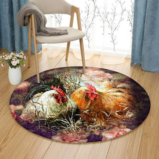 Chicken ML070920RR Round Area Rug