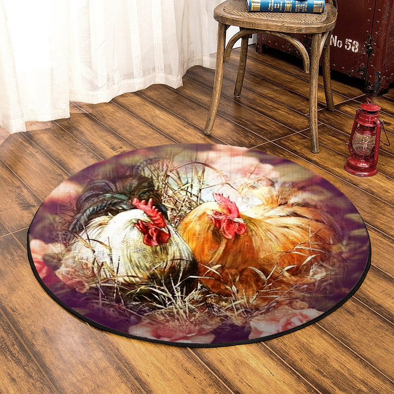 Chicken ML070920RR Round Area Rug