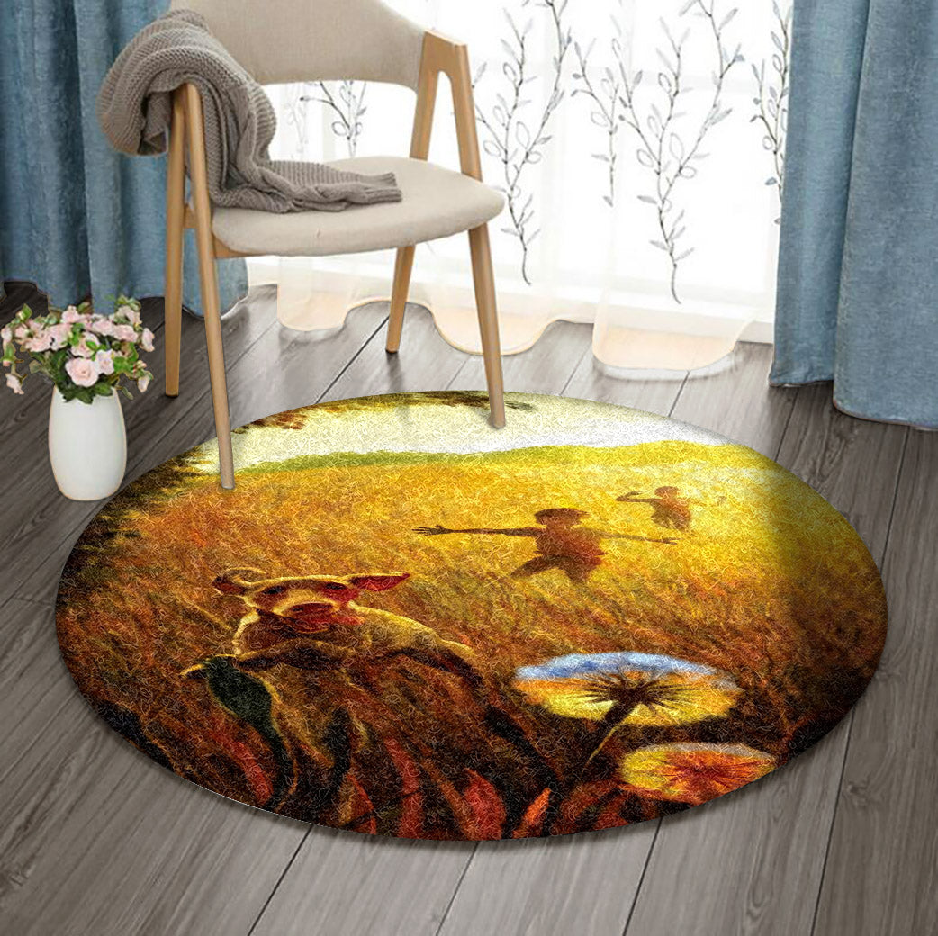 Children Dog Field DV1610061RR Round Area Rug