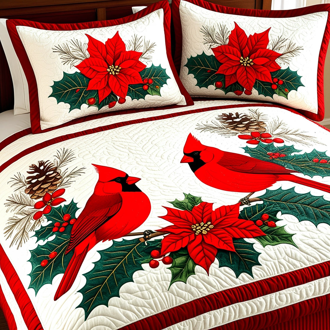 Christmas Cardinal NTA041124411 Quilt Bedding Set