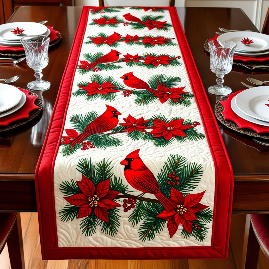 Christmas Cardinal NTA311024232 Quilted Table Runner