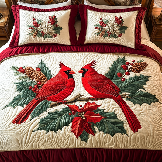 Christmas Cardinal TAI041124159 Quilt Bedding Set