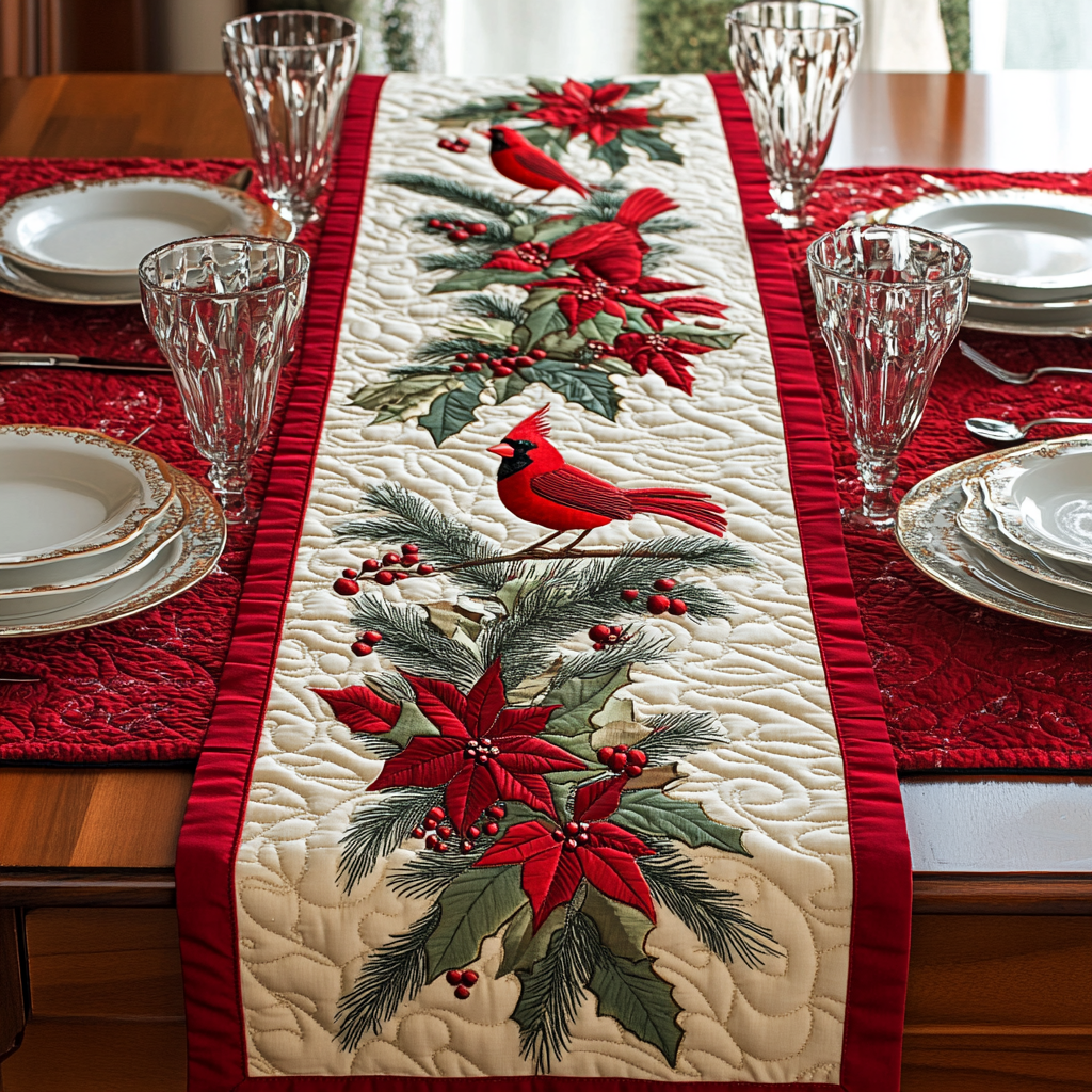 Christmas Cardinal TAI311024226 Quilted Table Runner