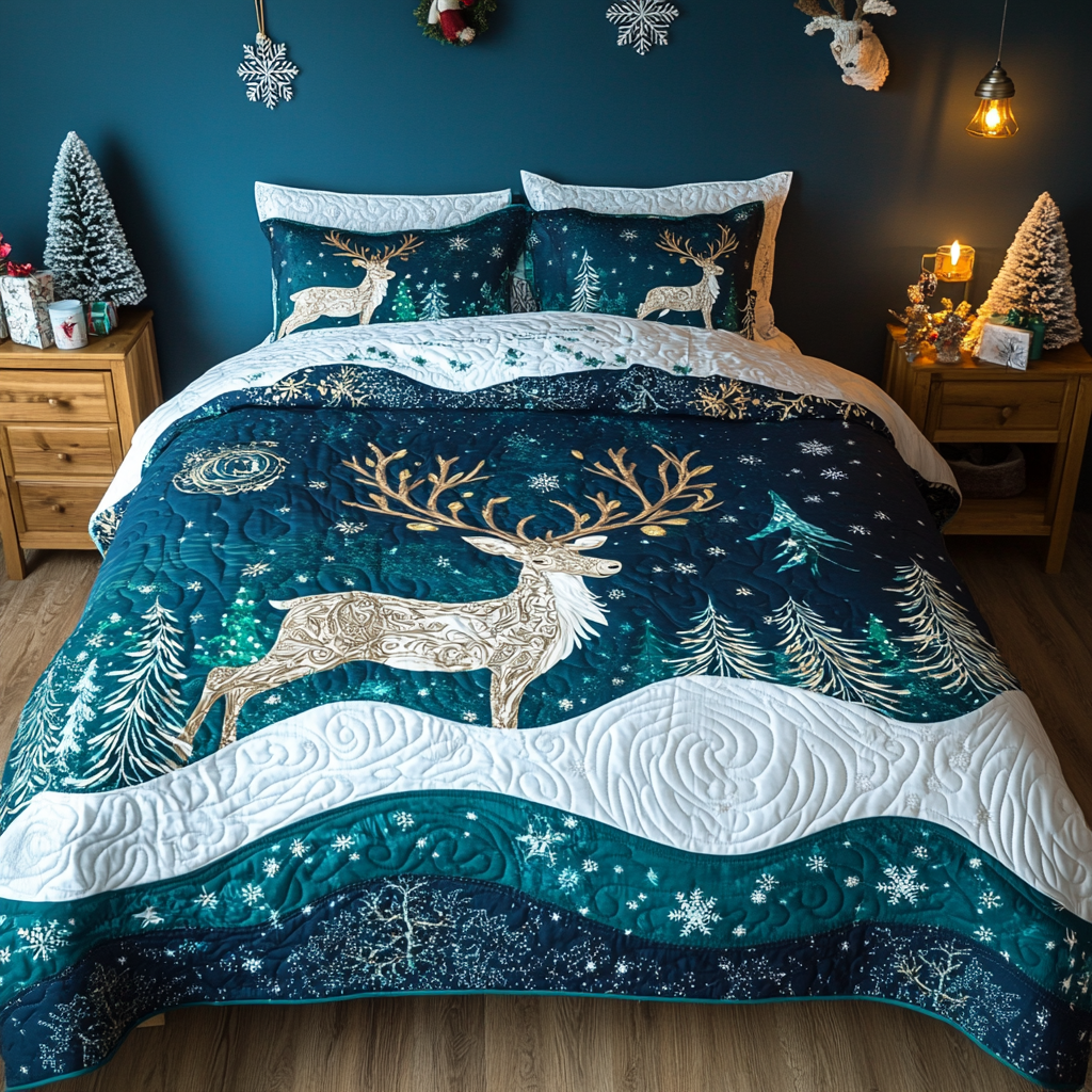 Christmas Deer TAI061124161 Quilt Bedding Set