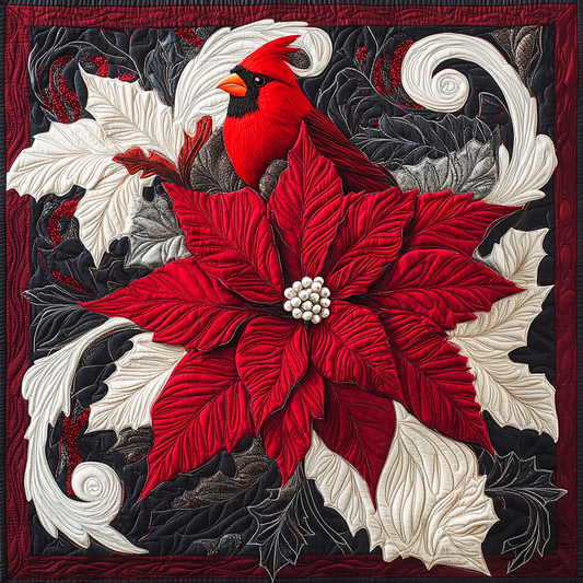 Christmas Floral Cardinal TAI041124057 Quilt Blanket