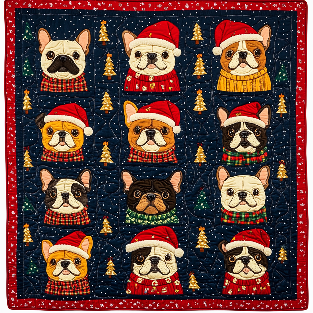 Christmas French Bulldog TAI061124340 Quilt Blanket