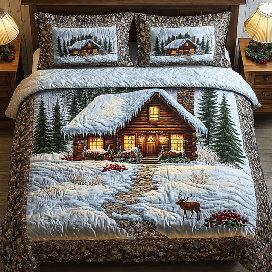 Christmas House And Deer TAI311024044 Quilt Bedding Set