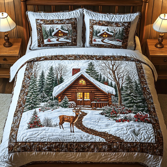 Christmas House And Deer TAI311024048 Quilt Bedding Set