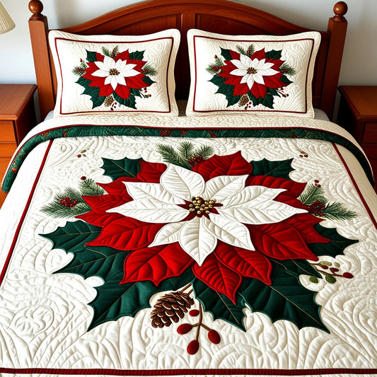 Christmas Poinsettia NTA311024163 Quilt Bedding Set