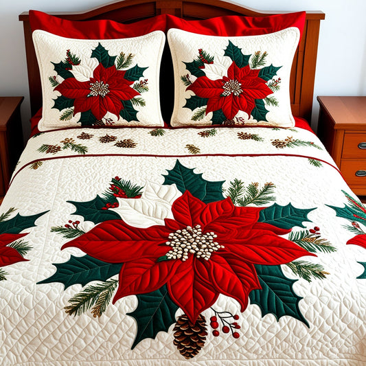 Christmas Poinsettia NTA311024165 Quilt Bedding Set