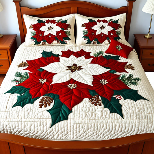 Christmas Poinsettia NTA311024166 Quilt Bedding Set