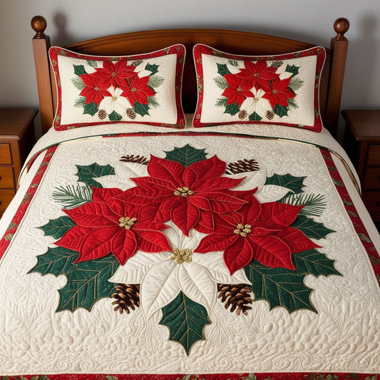 Christmas Poinsettia NTA311024168 Quilt Bedding Set