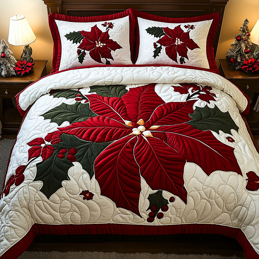 Christmas Poinsettia TAI041124226 Quilt Bedding Set