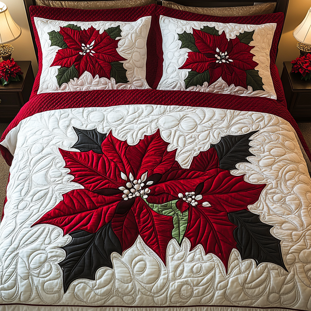 Christmas Poinsettia TAI041124228 Quilt Bedding Set