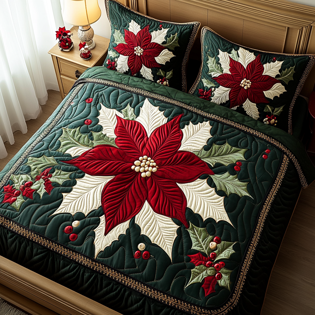 Christmas Poinsettia TAI061124063 Quilt Bedding Set