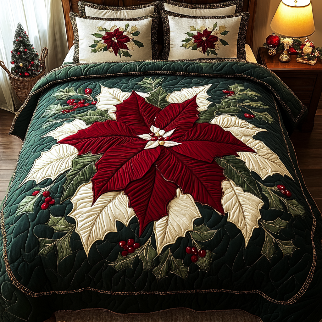 Christmas Poinsettia TAI061124066 Quilt Bedding Set