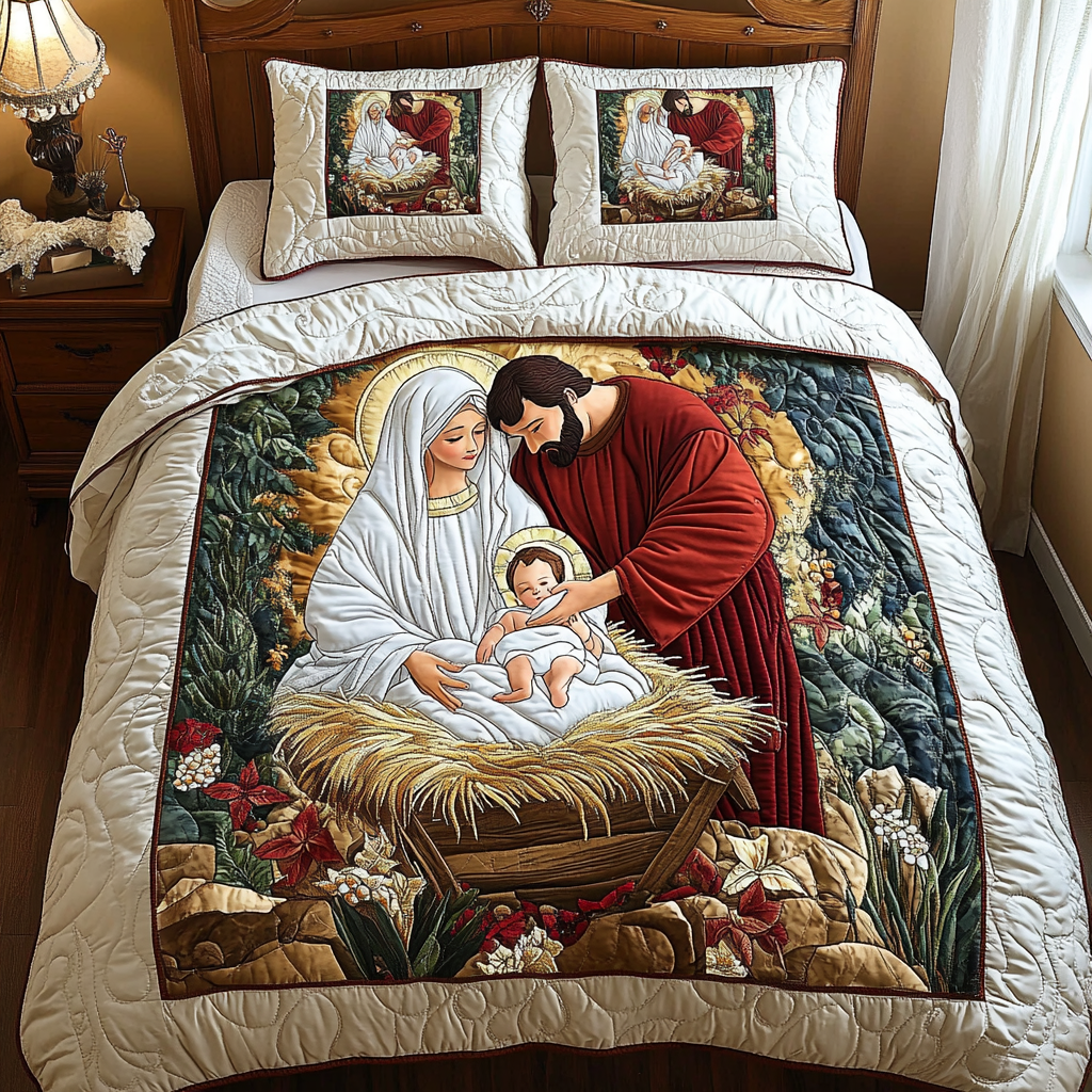 Christmas Poinsettia TAI311024014 Quilt Bedding Set