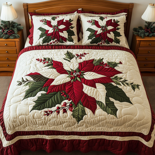 Christmas Poinsettia TAI311024049 Quilt Bedding Set