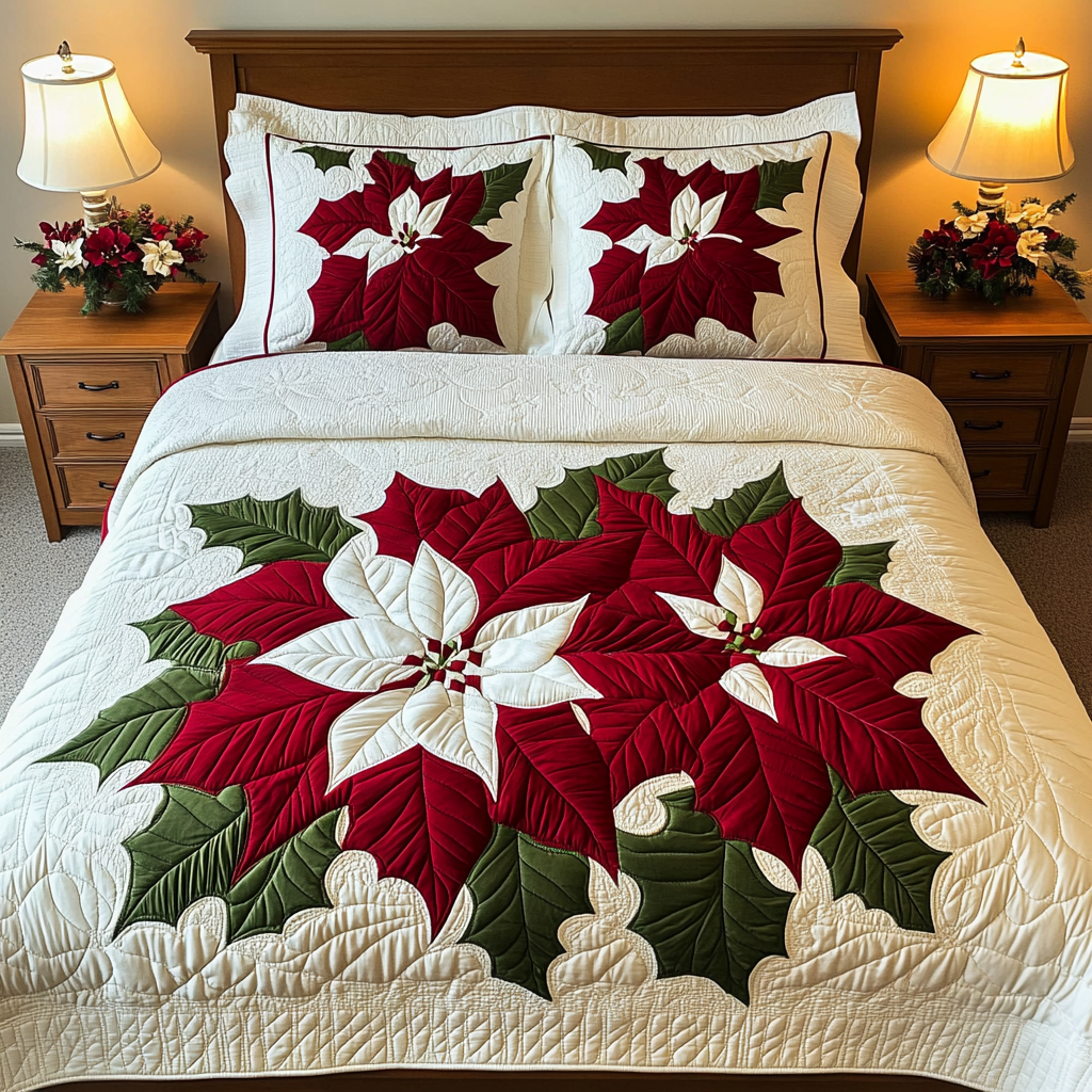 Christmas Poinsettia TAI311024070 Quilt Bedding Set