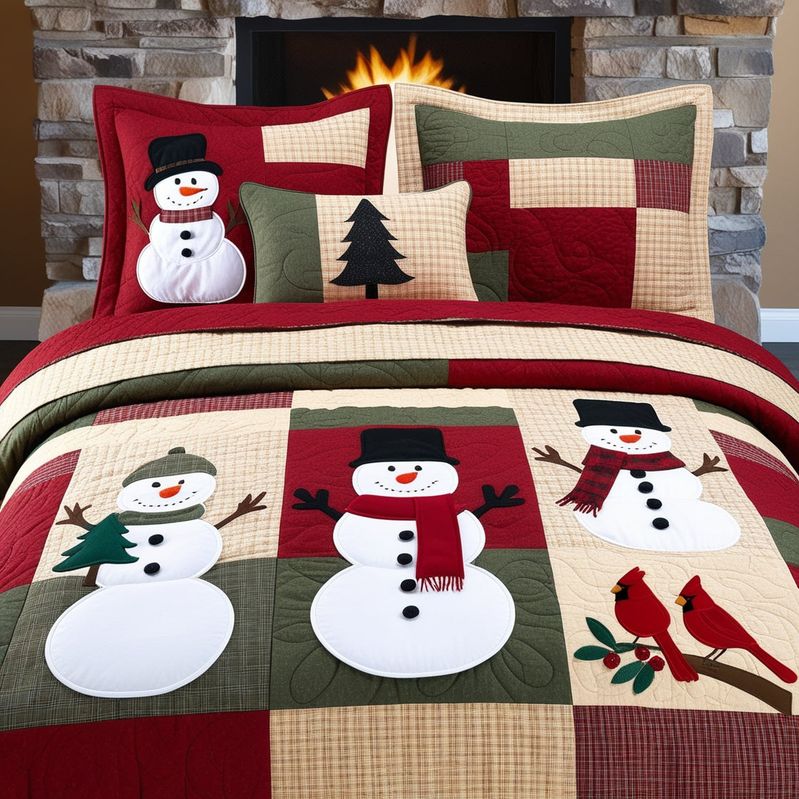 Christmas Snowman NTA181024615 Quilt Bedding Set