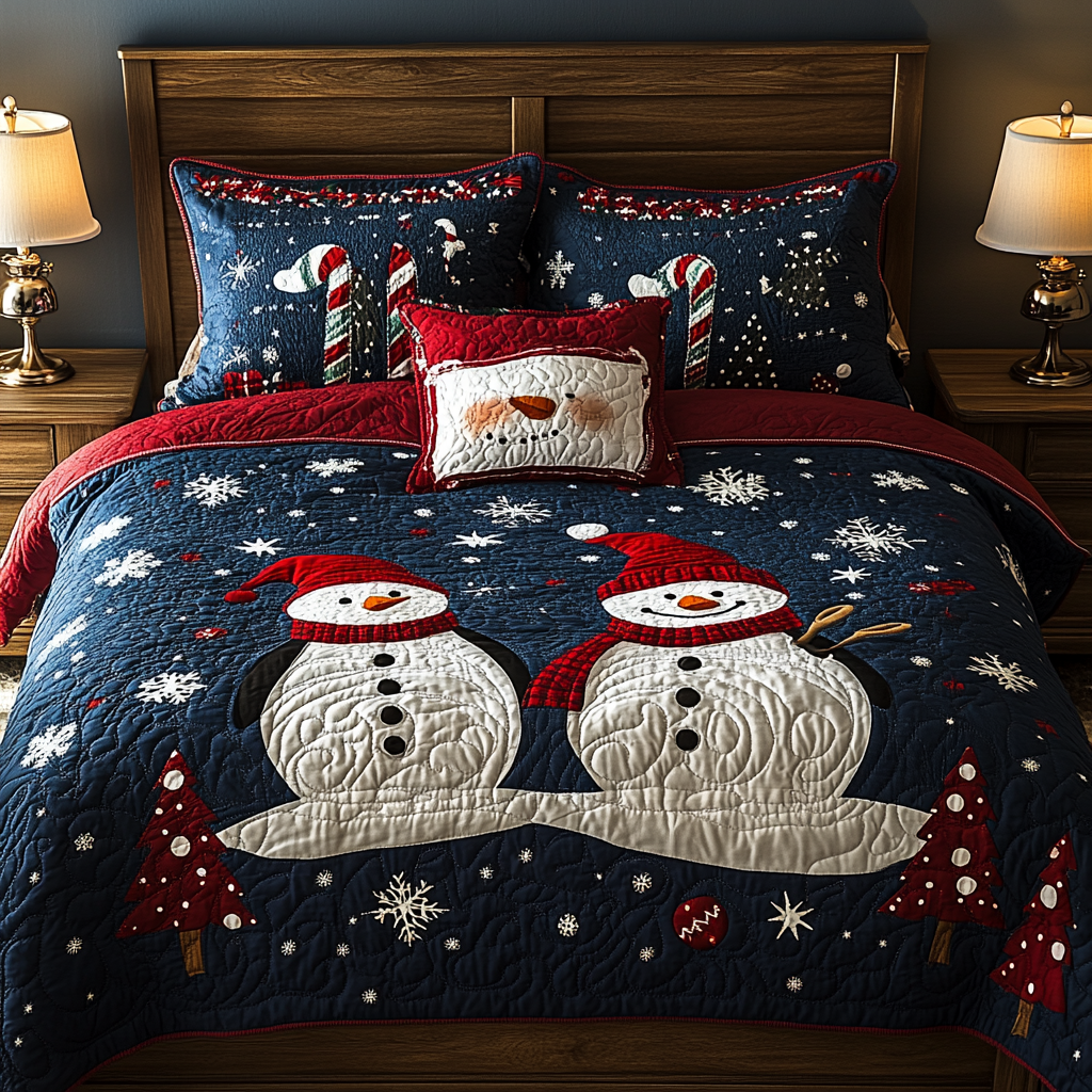 Christmas Snowman TAI041124307 Quilt Bedding Set