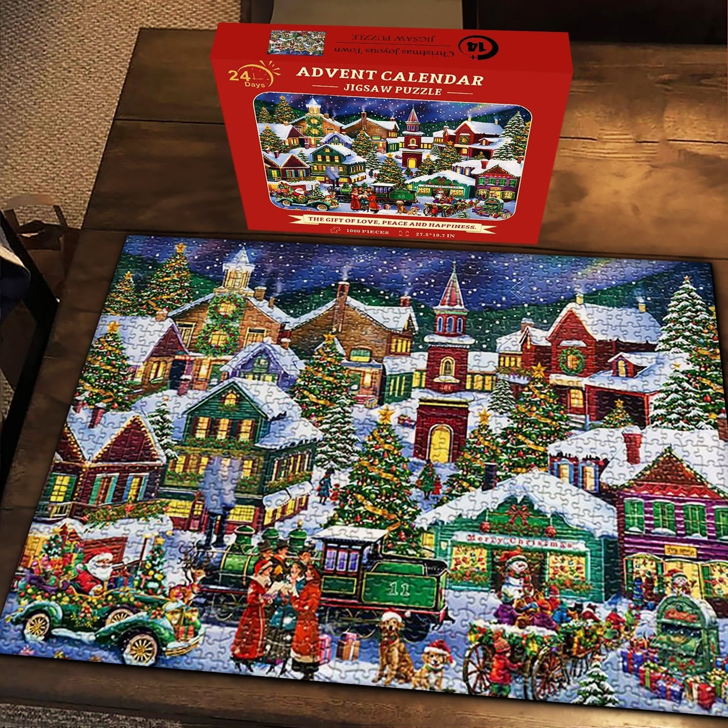 Christmas Joyous Town Advent Calendar Jigsaw Puzzle 1000 Pieces