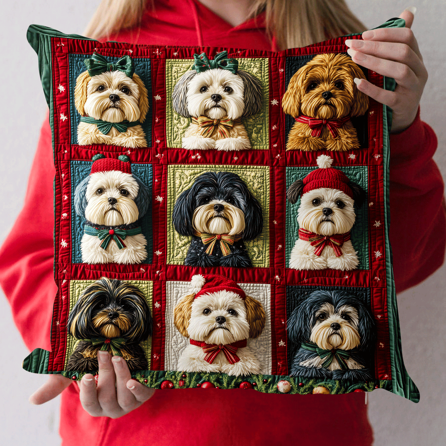 Christmas Shih Tzu Vibes Quilted Pillow Case NCU0DV2261