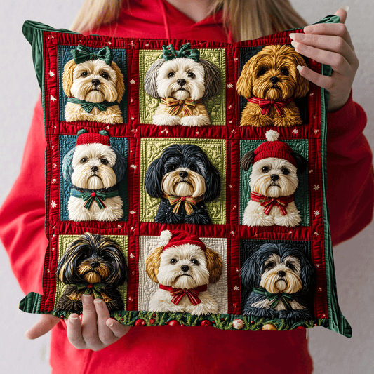 Christmas Shih Tzu Vibes Quilted Pillow Case NCU0DV2261