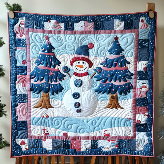 Christmas Snowman Spirit Quilted Blanket NCU0PD142