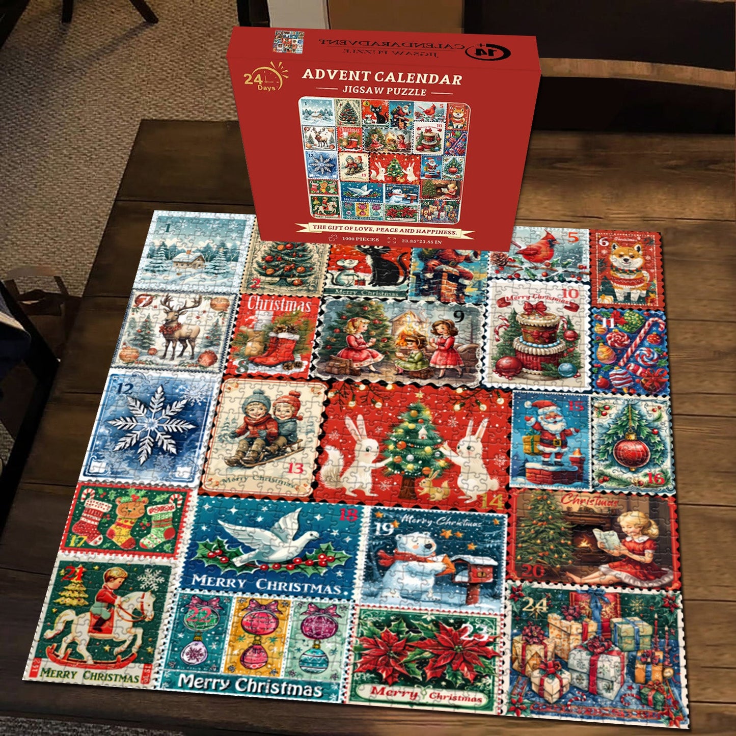 Christmas Stamp Calendar Jigsaw Puzzle 1000 Pieces