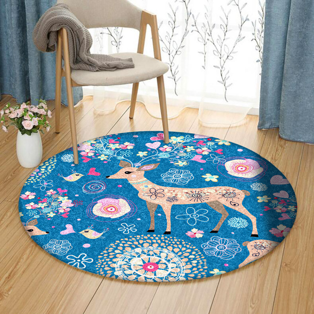 Christmas Deer CLA070808 Round Area Rug