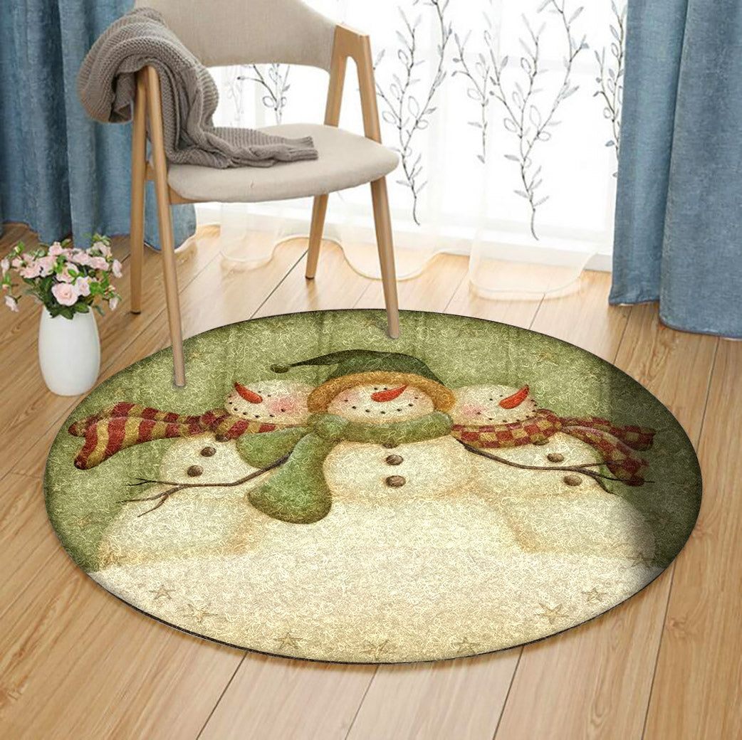 Christmas Snowman BT2510143RR Round Area Rug