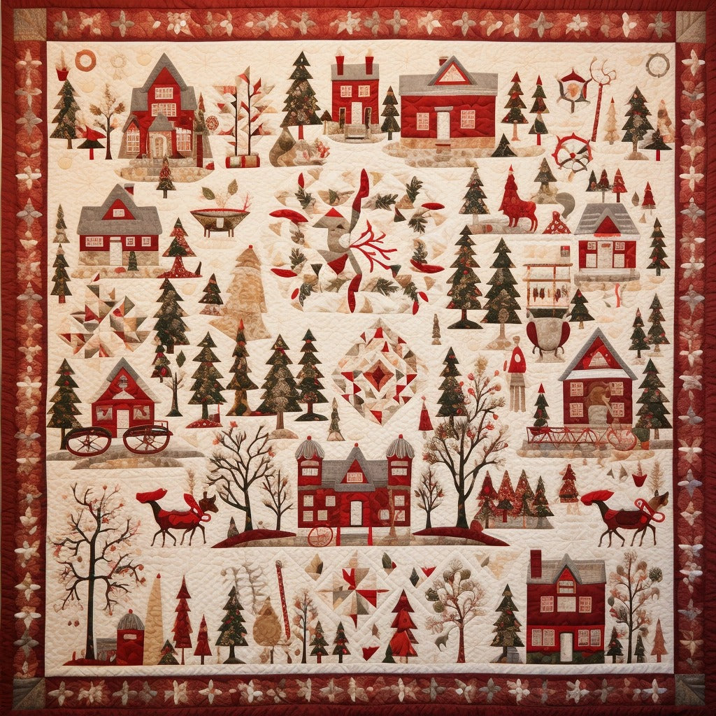 Christmas Village Sleigh BL07112326 Quilt Blanket