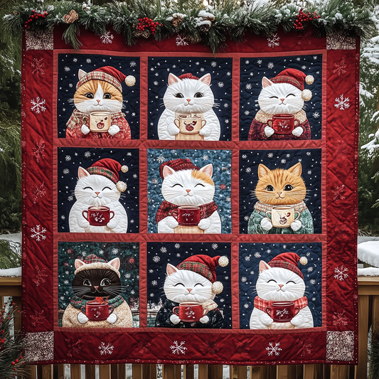 Manta acolchada con gatos navideños NCU0TL1247