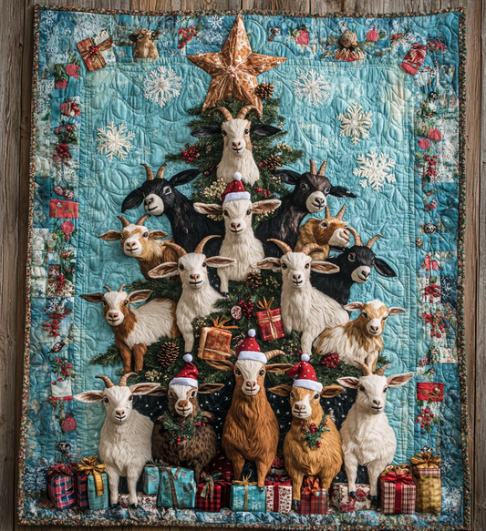 Christmas Goat Quilted Blanket NCU0DV2099