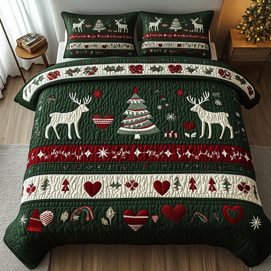 Christmas Heartland 3-Piece Quilted Bedding Set NCU0DK2215