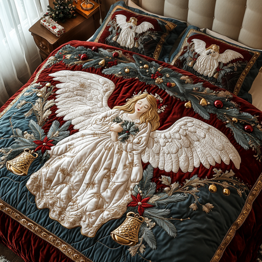 Christmas Heralds Quilted Bedding Set NCU0DV2294