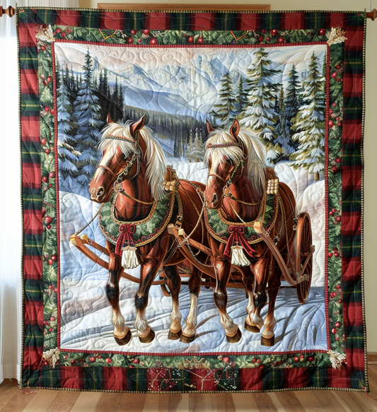 Christmas Horse Quilted Blanket NCU0DV1610