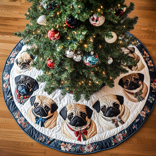 Christmas Pug Christmas Quilted Tree Skirt NCU0DK1950