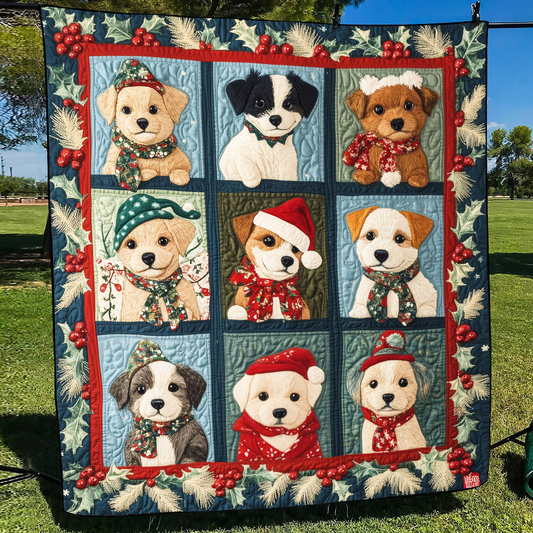 Christmas Puppy Joy Quilted Blanket NCU0VL599