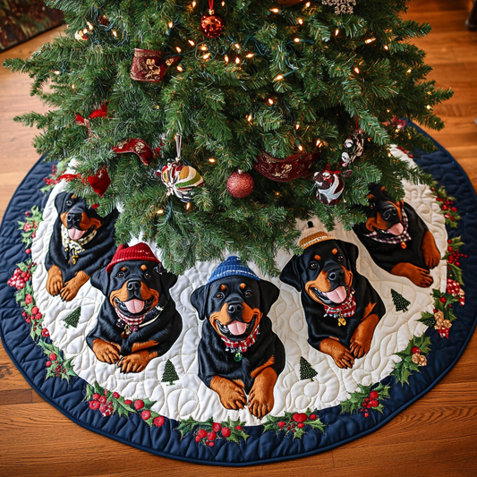 Christmas Rottweiler Christmas Quilted Tree Skirt NCU0DK1942