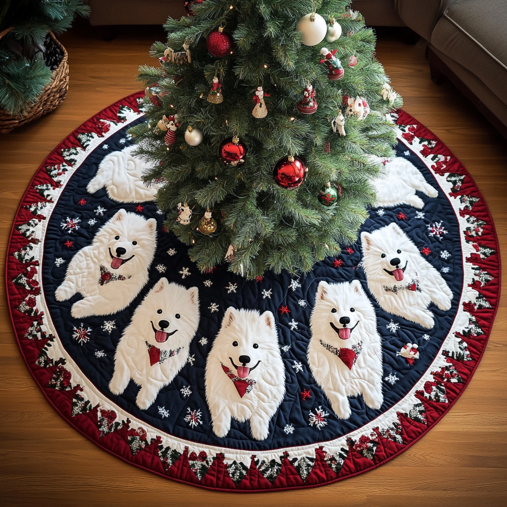 Christmas Samoyed Christmas Quilted Tree Skirt NCU0DK1799