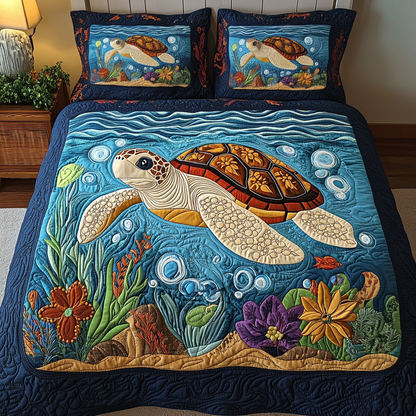 Coastal Currents 3-Piece Quilted Bedding Set NCU0DK2066