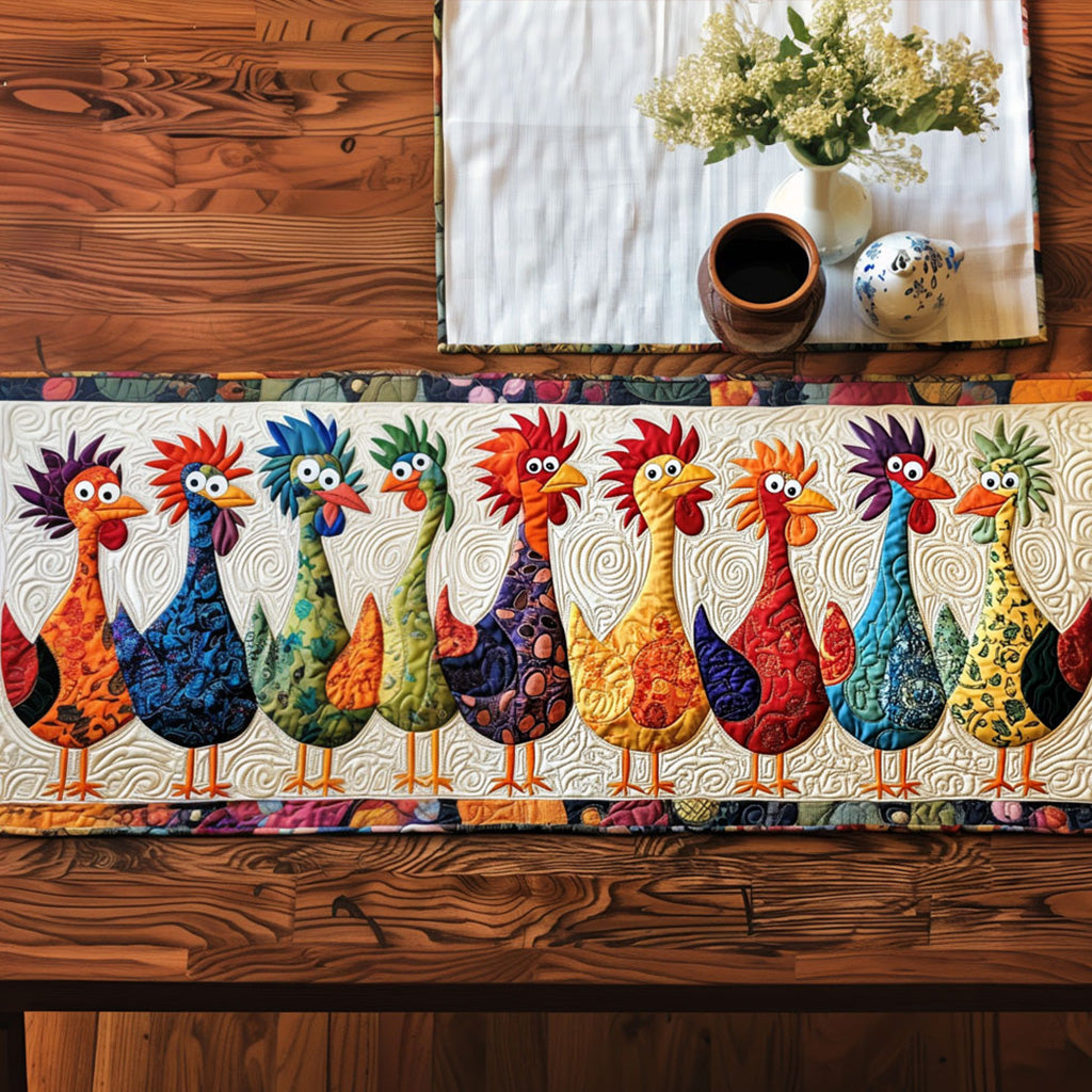 Cock-a-Doodle Delight Quilted Table Runner NCU0PT1959