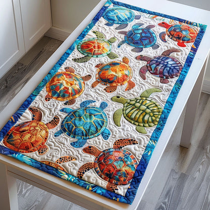 Colorful Coastal Turtle Quilted Table Runner NCU0TL313