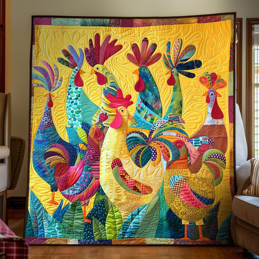 Colorful Cockcrow Art Quilt Hanging NCU0TH1564